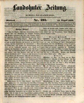 Landshuter Zeitung Mittwoch 14. August 1850