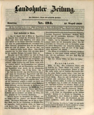 Landshuter Zeitung Samstag 17. August 1850