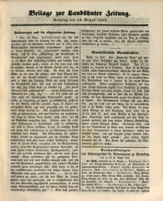 Landshuter Zeitung Sonntag 18. August 1850