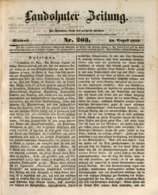 Landshuter Zeitung Mittwoch 28. August 1850