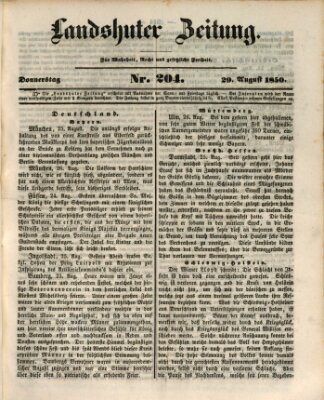 Landshuter Zeitung Donnerstag 29. August 1850