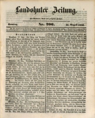 Landshuter Zeitung Samstag 31. August 1850