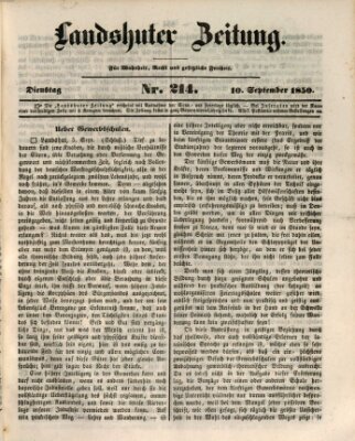 Landshuter Zeitung Dienstag 10. September 1850