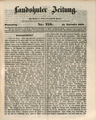 Landshuter Zeitung Donnerstag 12. September 1850