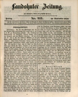 Landshuter Zeitung Freitag 13. September 1850