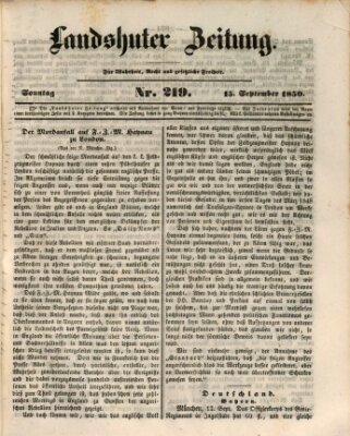 Landshuter Zeitung Sonntag 15. September 1850