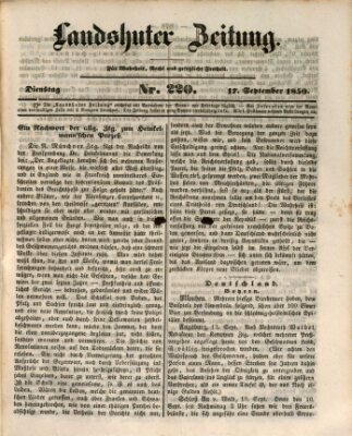 Landshuter Zeitung Dienstag 17. September 1850