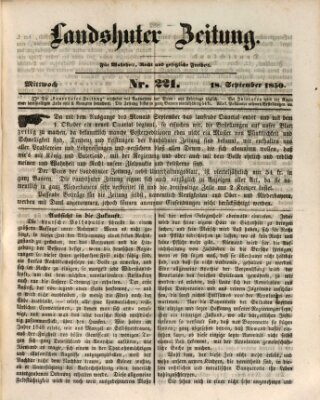 Landshuter Zeitung Mittwoch 18. September 1850