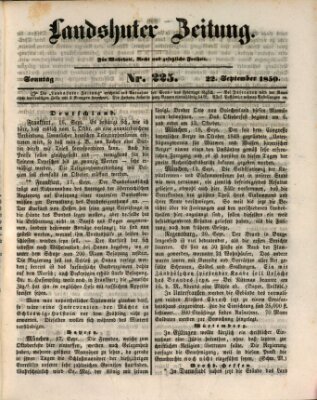 Landshuter Zeitung Sonntag 22. September 1850