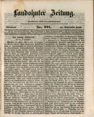 Landshuter Zeitung Mittwoch 25. September 1850