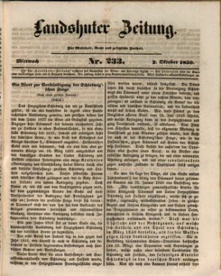 Landshuter Zeitung Mittwoch 2. Oktober 1850