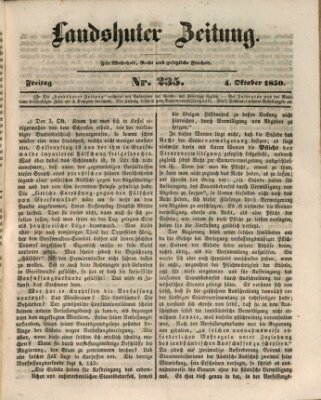 Landshuter Zeitung Freitag 4. Oktober 1850