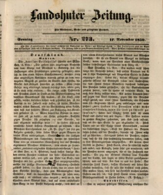 Landshuter Zeitung Sonntag 17. November 1850