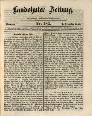 Landshuter Zeitung Sonntag 1. Dezember 1850