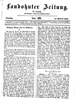 Landshuter Zeitung Dienstag 14. Januar 1851