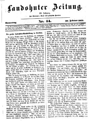 Landshuter Zeitung Donnerstag 20. Februar 1851