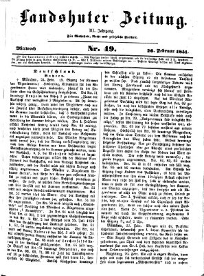 Landshuter Zeitung Mittwoch 26. Februar 1851