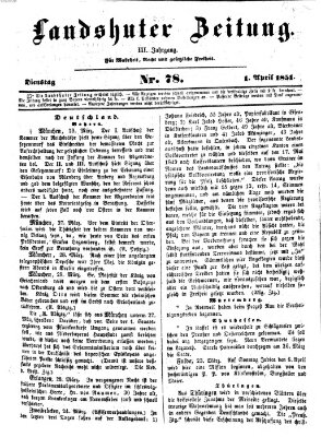 Landshuter Zeitung Dienstag 1. April 1851