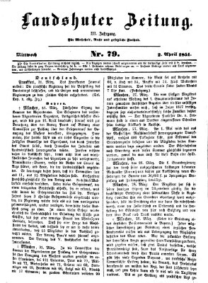 Landshuter Zeitung Mittwoch 2. April 1851