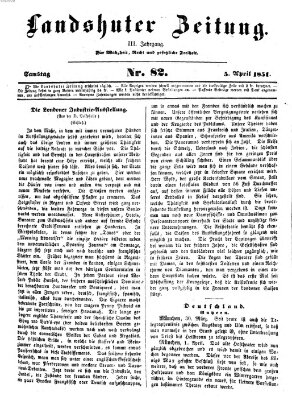 Landshuter Zeitung Samstag 5. April 1851