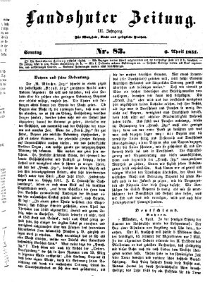 Landshuter Zeitung Sonntag 6. April 1851