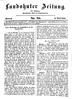 Landshuter Zeitung Mittwoch 9. April 1851