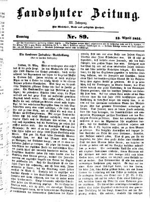 Landshuter Zeitung Sonntag 13. April 1851