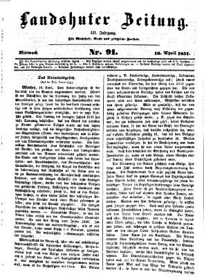 Landshuter Zeitung Mittwoch 16. April 1851