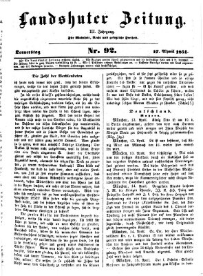 Landshuter Zeitung Donnerstag 17. April 1851