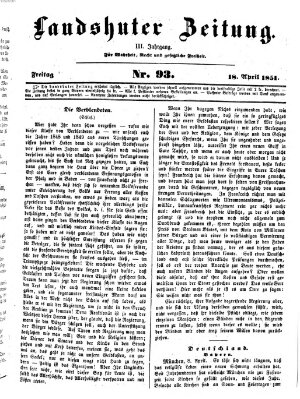 Landshuter Zeitung Freitag 18. April 1851