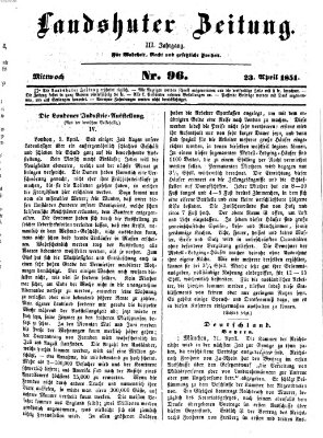 Landshuter Zeitung Mittwoch 23. April 1851