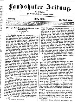 Landshuter Zeitung Samstag 26. April 1851