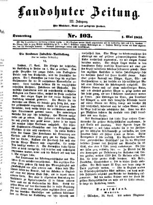 Landshuter Zeitung Donnerstag 1. Mai 1851