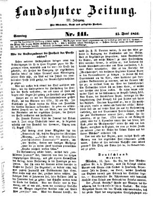 Landshuter Zeitung Sonntag 15. Juni 1851