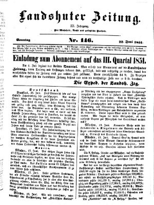 Landshuter Zeitung Sonntag 22. Juni 1851