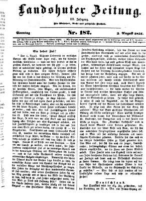 Landshuter Zeitung Sonntag 3. August 1851