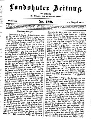 Landshuter Zeitung Dienstag 12. August 1851