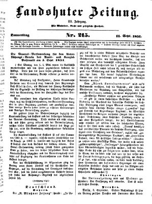 Landshuter Zeitung Donnerstag 11. September 1851