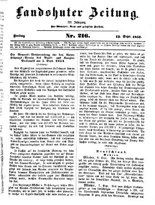 Landshuter Zeitung Freitag 12. September 1851