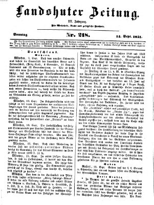 Landshuter Zeitung Sonntag 14. September 1851