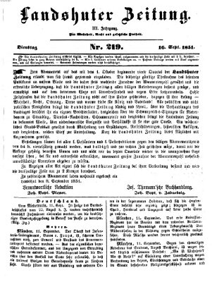 Landshuter Zeitung Dienstag 16. September 1851