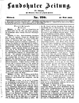 Landshuter Zeitung Mittwoch 17. September 1851