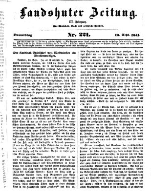 Landshuter Zeitung Donnerstag 18. September 1851