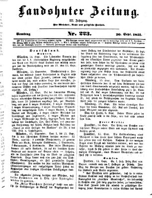 Landshuter Zeitung Samstag 20. September 1851