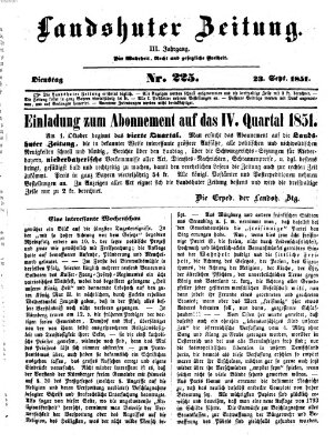 Landshuter Zeitung Dienstag 23. September 1851