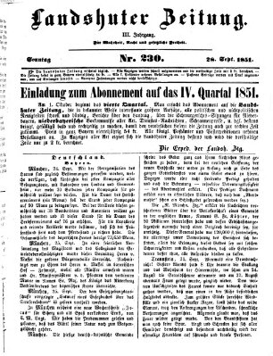 Landshuter Zeitung Sonntag 28. September 1851