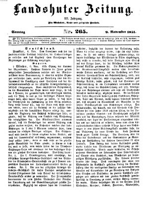 Landshuter Zeitung Sonntag 9. November 1851