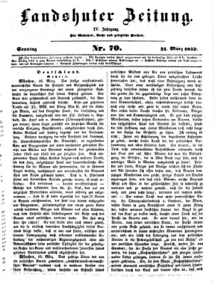 Landshuter Zeitung Sonntag 21. März 1852