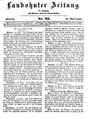 Landshuter Zeitung Sonntag 18. April 1852