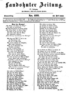 Landshuter Zeitung Donnerstag 22. Juli 1852